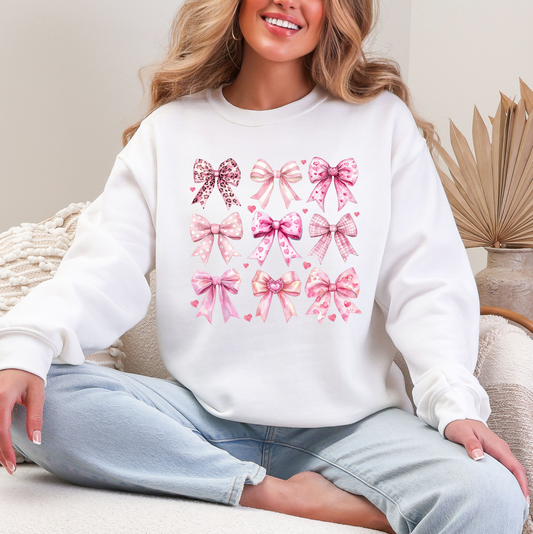 'PINK BOWS' CREW NECK