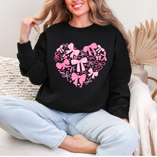 'PINK HEART & BOWS' CREW NECK