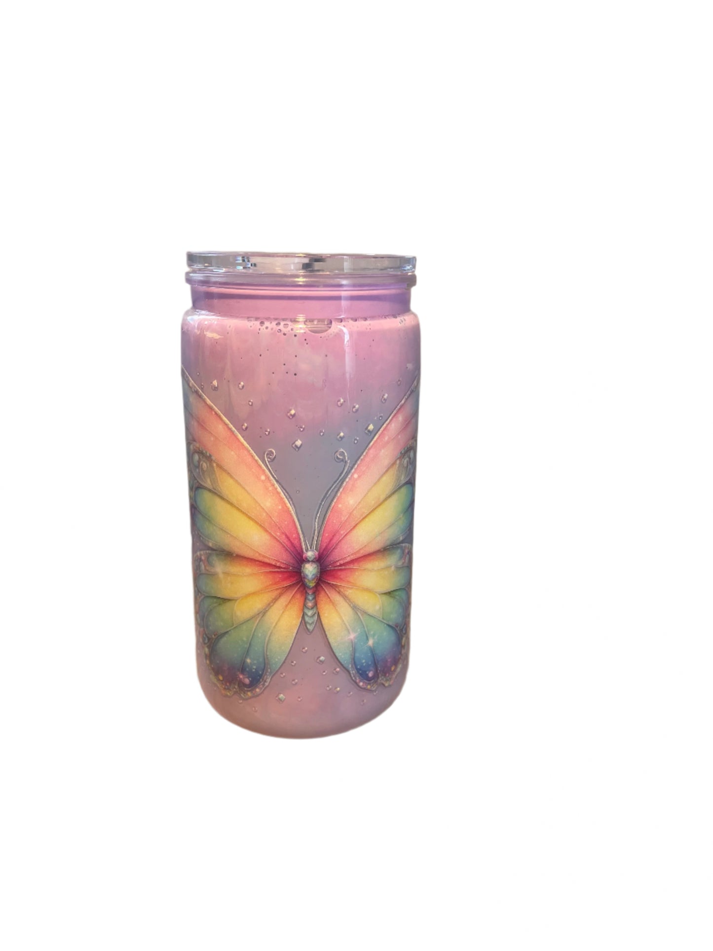 'BUTTERFLY MILKSHAKE' 16OZ ACRYLIC SNOW-GLOBE TUMBLER