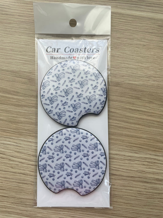 'BLUE BOWS' CAR COASTERS