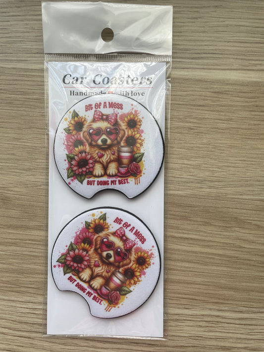 'GOLDEN RETRIEVER' CAR COASTERS