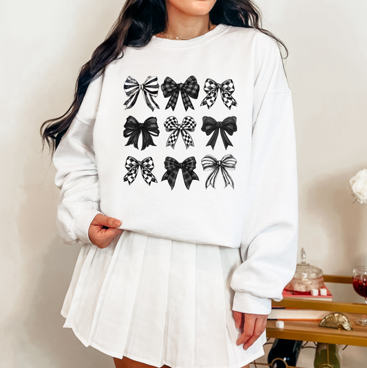 'BLACK & WHITE BOW' CREW NECK