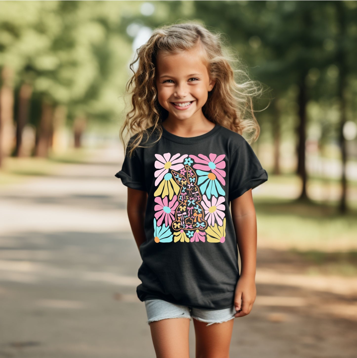 BUNNY AND FLOWERS' TEE