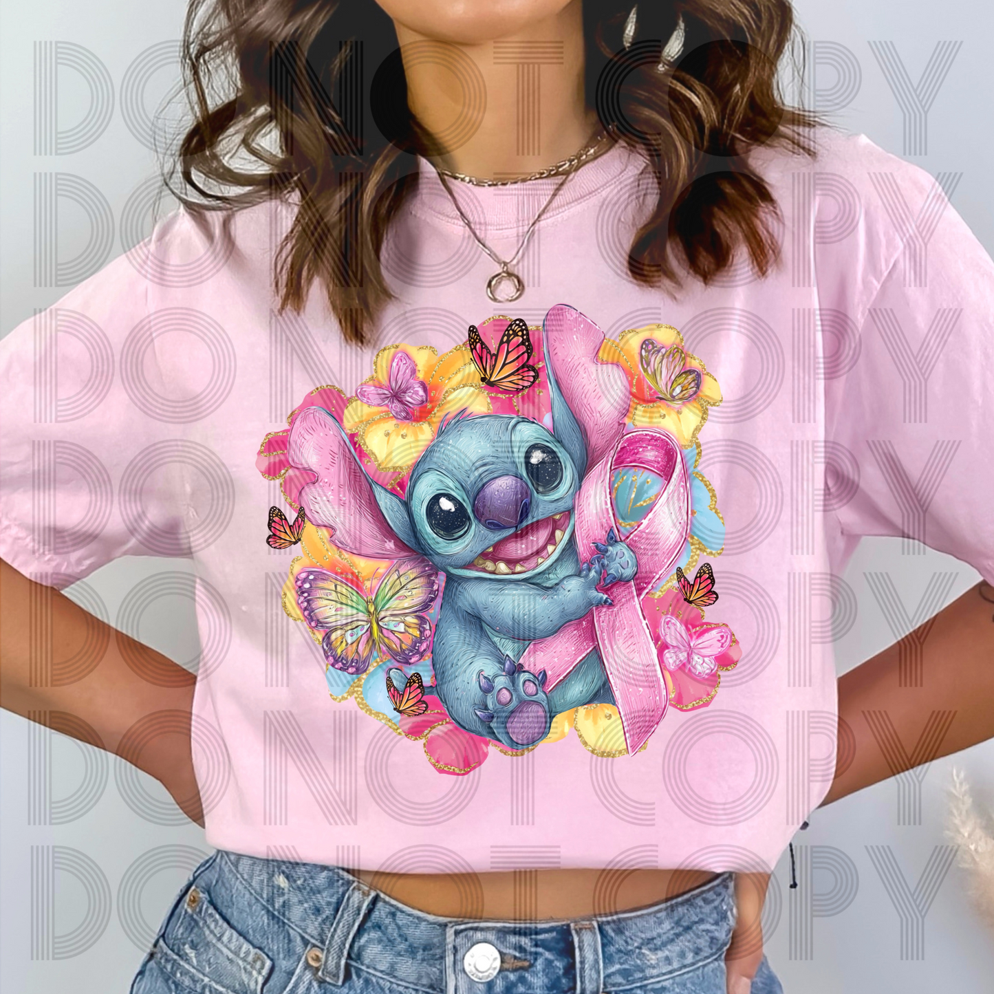 BLUE ALIEN BREAST CANCER AWARENESS TEE