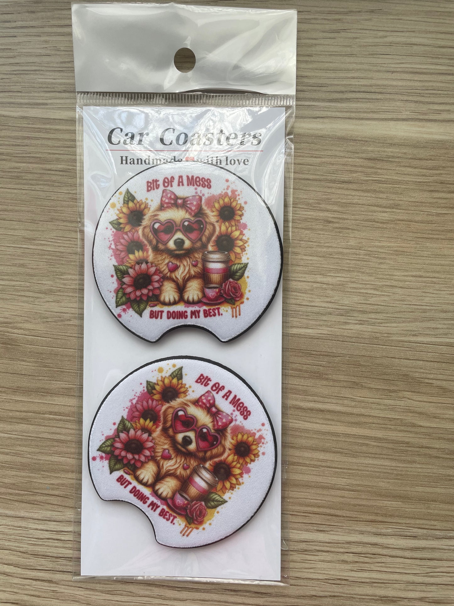 'GOLDEN RETRIEVER' CAR COASTERS